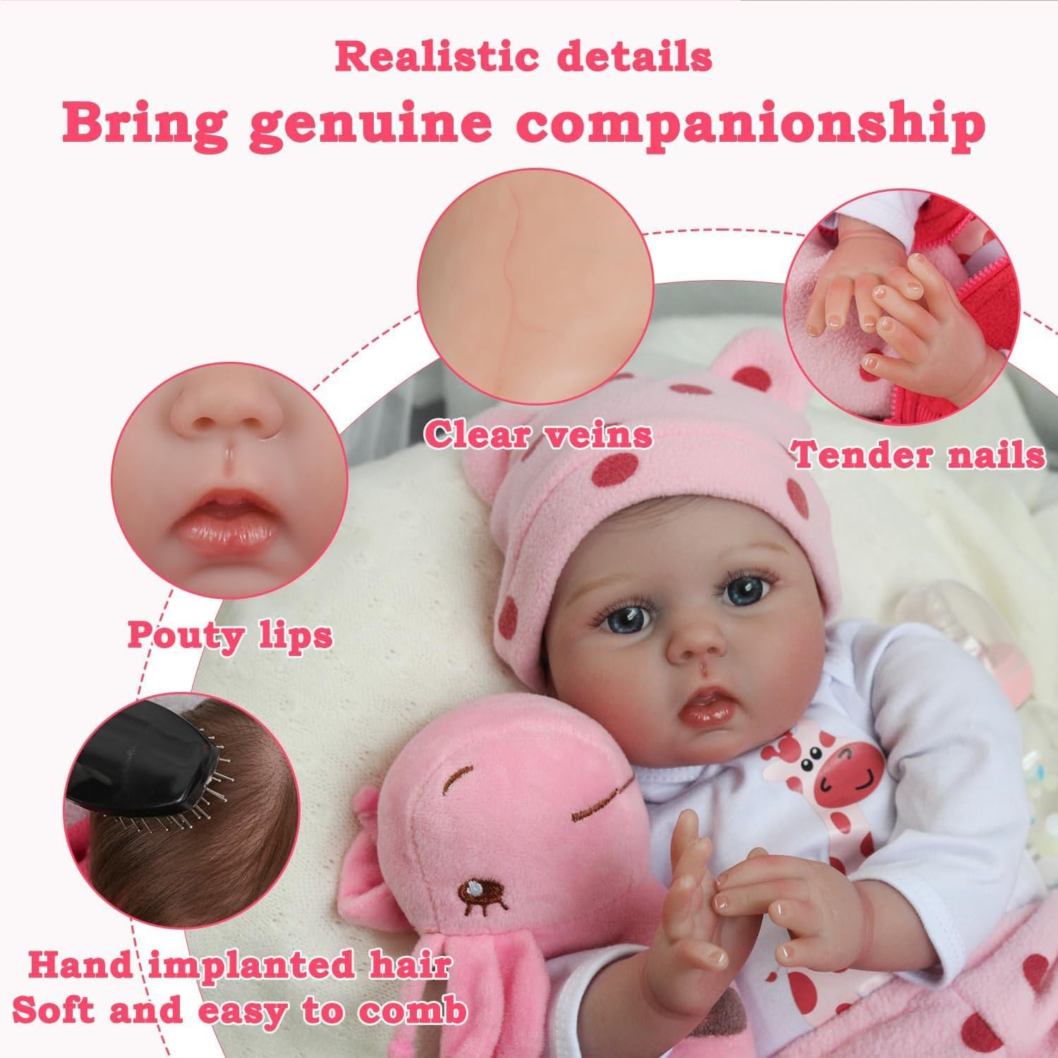 ZIYIUI Reborn Baby Dolls 22"/55Cm Lifelike Soft Silicone Vinyl Newborn Reborn Doll Lifelike Anatomically Correct Baby Girl Doll image number 1