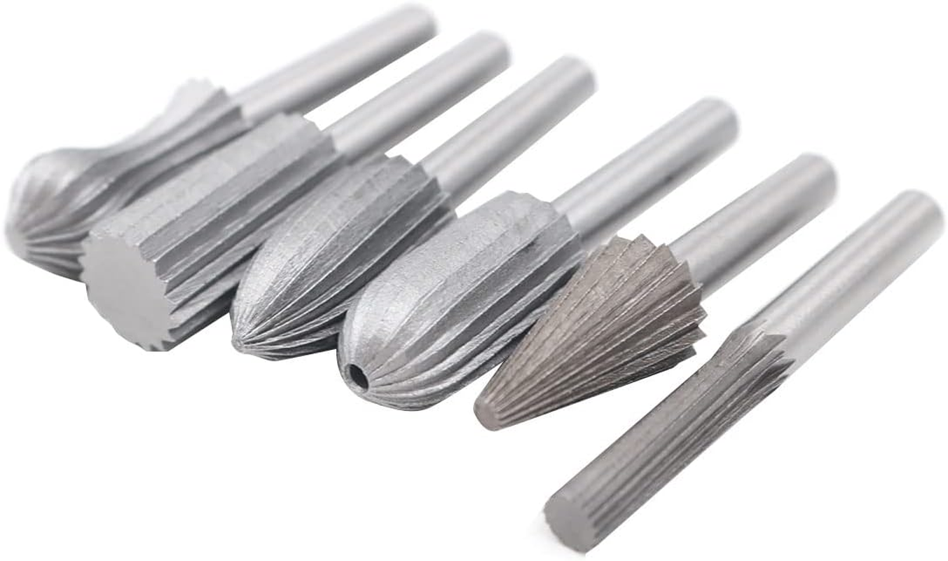 ZONADA 6Pcs in Set Rotary Cutting Burr Set Grinder Bit 6Mm round Carton Steel Shank Woodworking PVC Carving Tools image number 3