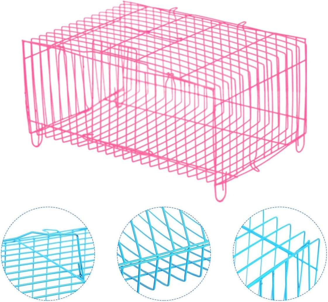 AIMALL 4-Piece Colourful Pet Transport Cage Set for Birds, Hamsters, and Rabbits, Durable Wire Design, 10.43 X 7 X 5.11 Inches, Blue and Pink image number 6