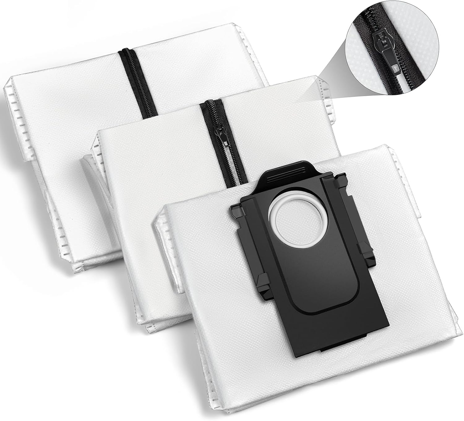 Reusable Dust Bags for Roborock S8 Pro Ultra, S8+, S7 Maxv Ultra/Max Ultra, Q5+, Q7+, Q5 Pro+, Q8 Max+ Robot Vacuum & Auto-Empty Dock Pure, 2.5L Reusable Vacuum Bags Replacement Parts, 3 Pack image number 2