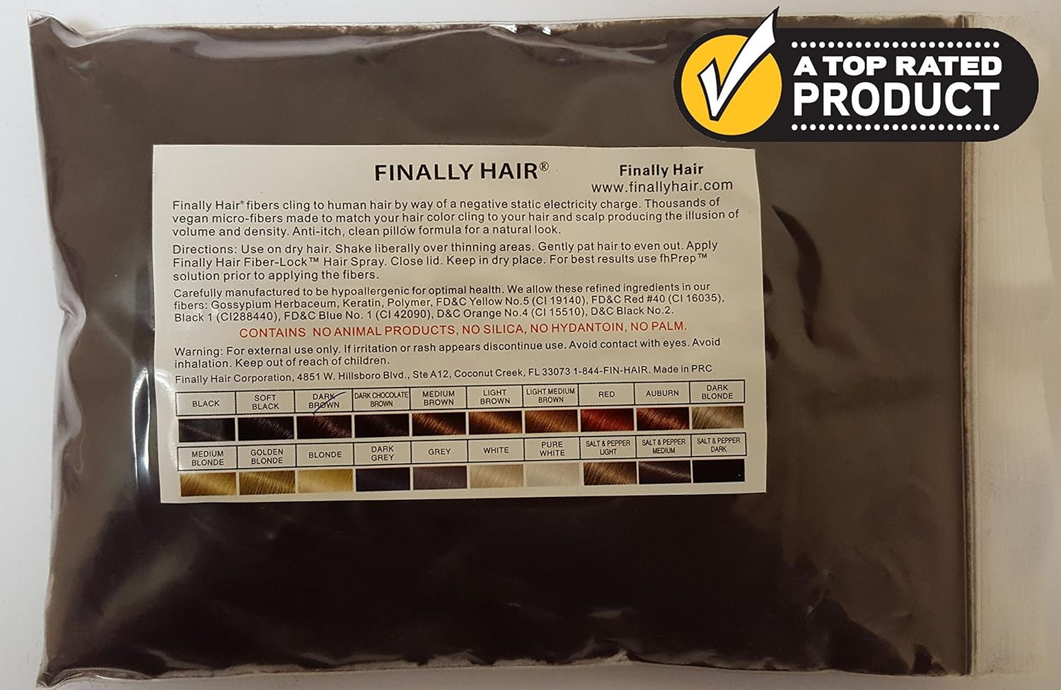 (Dark Brown) - Finally Hair Building Fibre Refill 100 Grammes Dark Brown Hair Loss Concealer by Finally Hair (Dark Brown W/Touch of Red) Use Dark Chocolate Brown for Darker/No Red image number 1