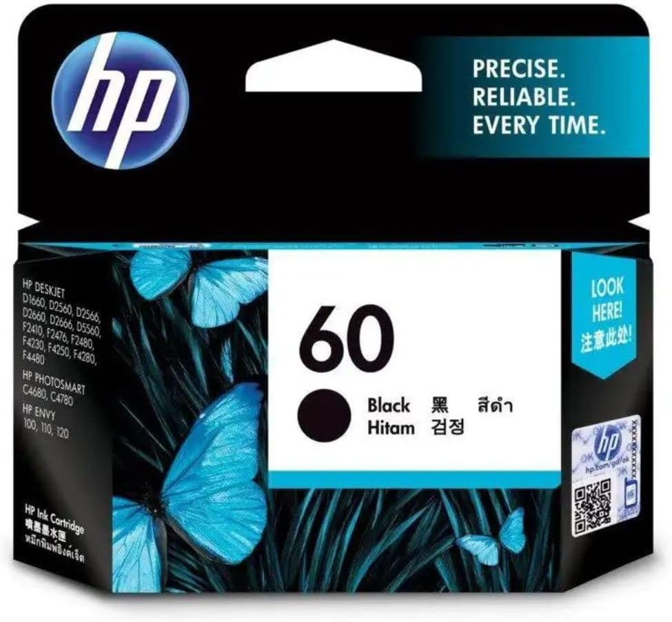 HP 60 Genuine Original Tri-Color Ink Printer Cartridge Works with HP Deskjet D2500 Printers, HP Deskjet D2530 Printers, HP Deskjet F4200 All-In-One - CC643WA