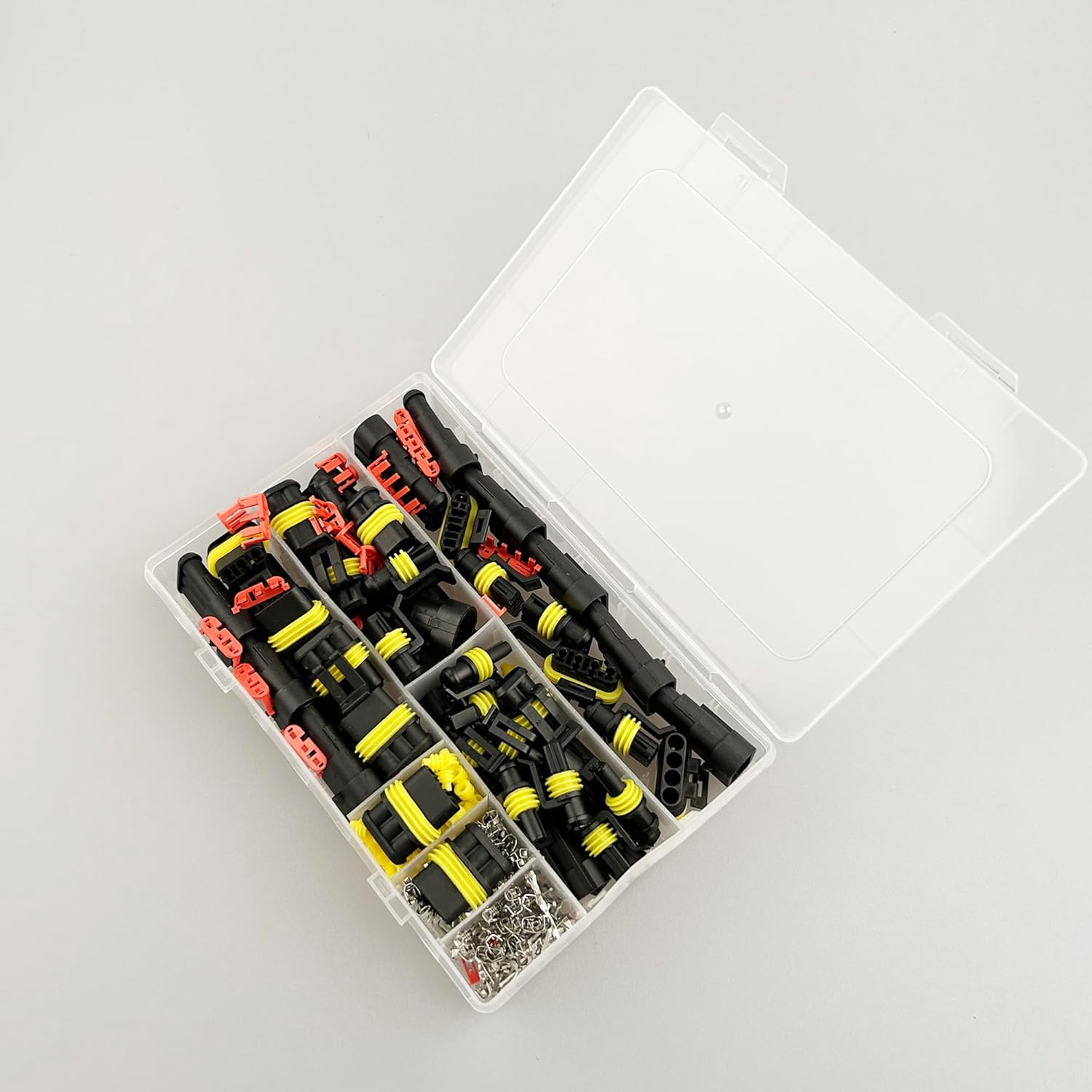 Waterproof Automotive Electrical Wire Connectors,352Pcs 26 Sets Male and Female Wiring Connectors Connector Kit and Wire Plug Connectors 1/2/3/4 Pin for Vehicles & Marine image number 1