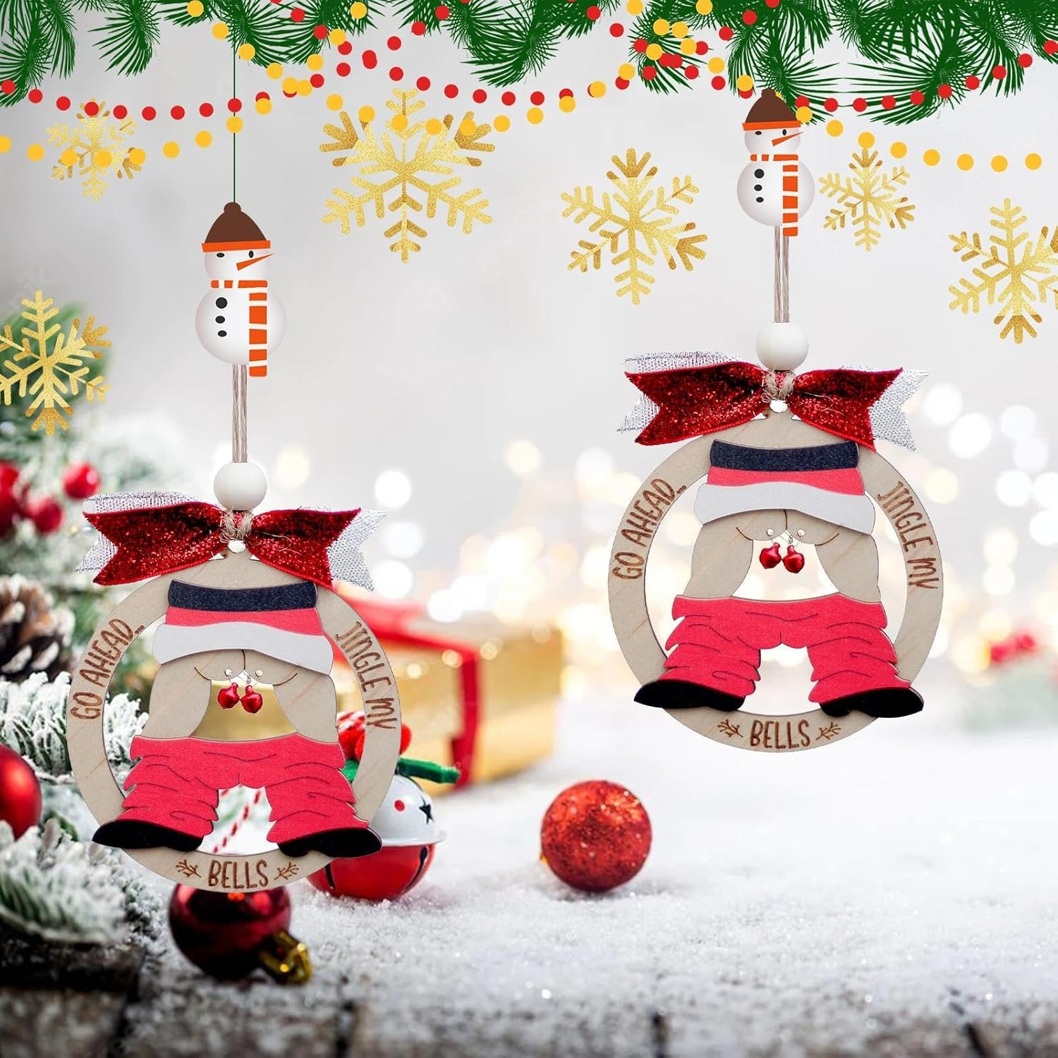 Christmas Tree Ornaments Wooden | Wooden Holiday Decor Christmas Tree Naughty Pendant,Christmas Door Tree Ornaments for Christmas Trees, Doors, Window image number 4