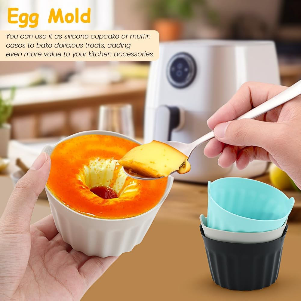 6Pcs Bakecake Ramekins for Air Fryer,Soft Silicone Egg Mould with Handle,Non Stick Cake Cups for Baking,Muffin Cases image number 6