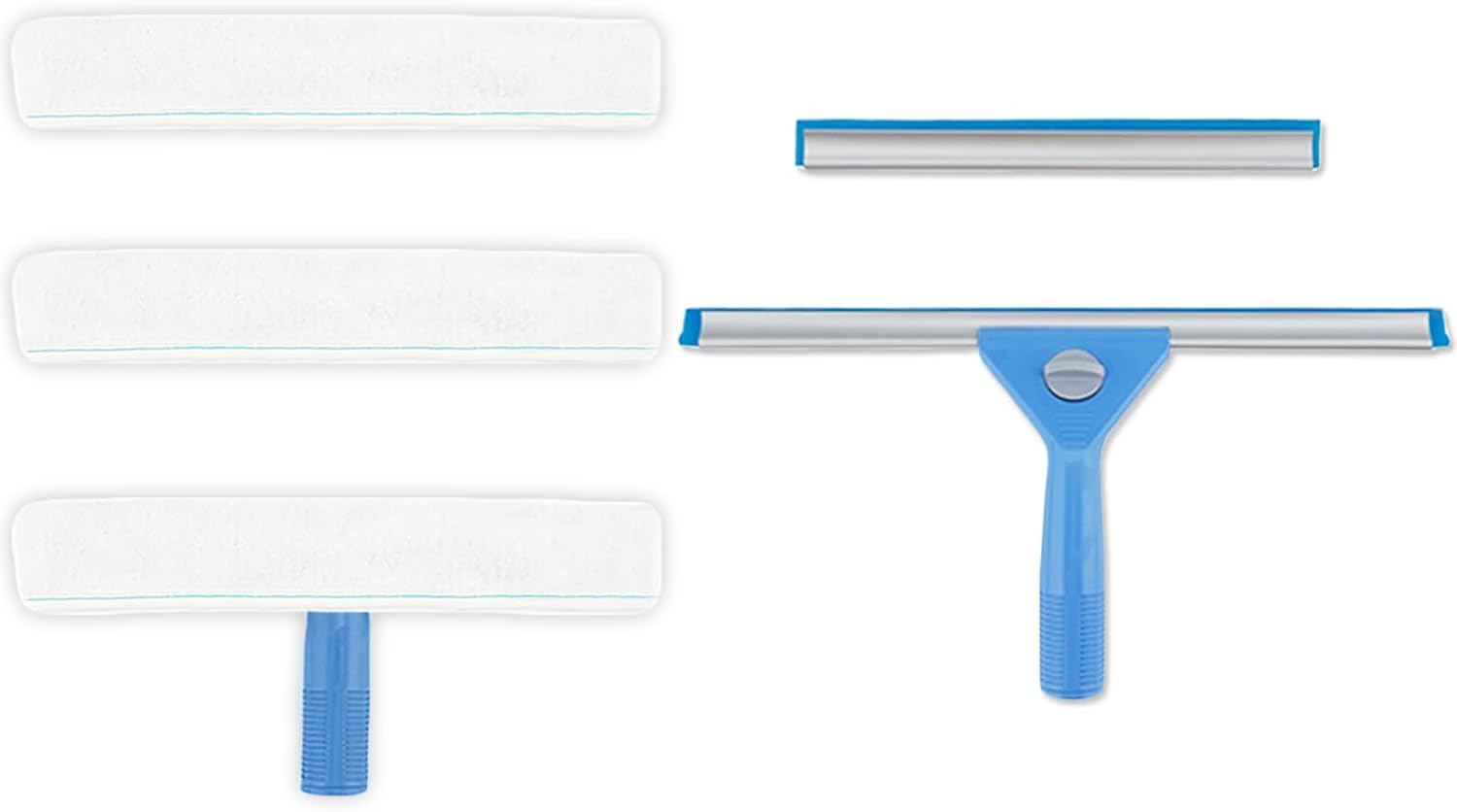 Window Squeegee Washing Kit for High Window, Shower Glass Door, Mirror Cleaning, with 69-Inch Extension Pole, Extra 14'' Wide Squeegee and 2 Microfiber Scrubbers Included image number 4