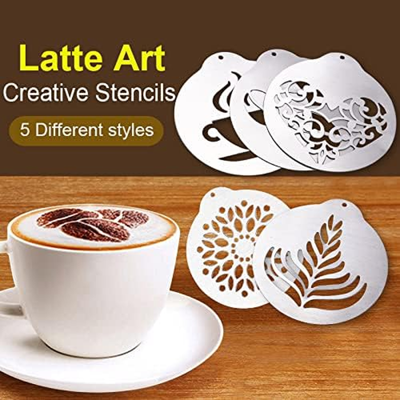 Christmas Coffee Stencils Stainless Steel Sprinkler Dusting Art Chocolate Cocoa Stencils Set Barista Accessories Gifts for Coffee Lovers (Daily Stencils-3) image number 6