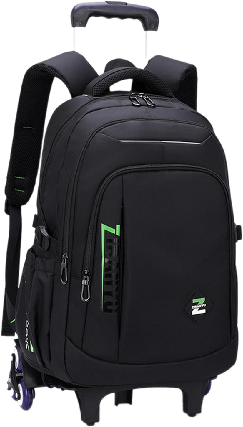 Baotyjie Rolling Backpack Wheeled Laptop Backpack Portable, Nylon, Adjustable Straps Trolley Suitcase Computer Bag for Business Adults - Blue 2 Small Wheels image number 7