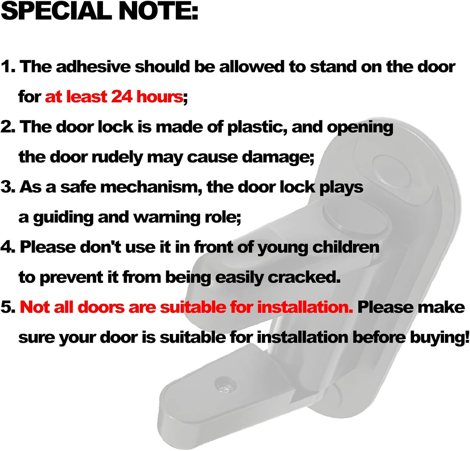 2 Pack White Door Lever Lock Childproof Door Latch Locks for Pet Dog Kids Safety Childproof Door Handle Lock with Adhesive (No Drilling) for Door image number 5