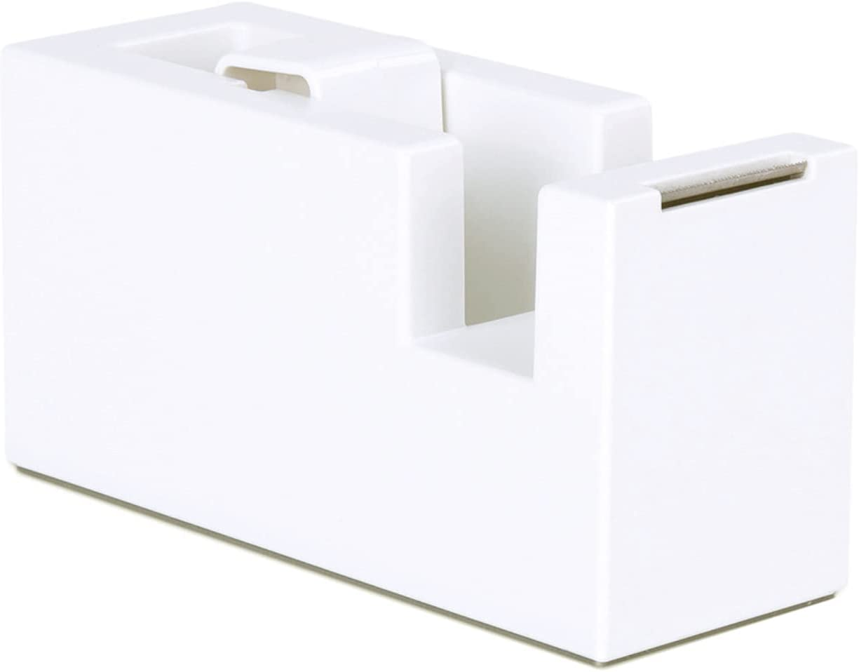 Desktop Tape Dispenser - Silicone Non-Skid Weighted Base Tape Cutter for Office,School and Home Supplies (Pure White)