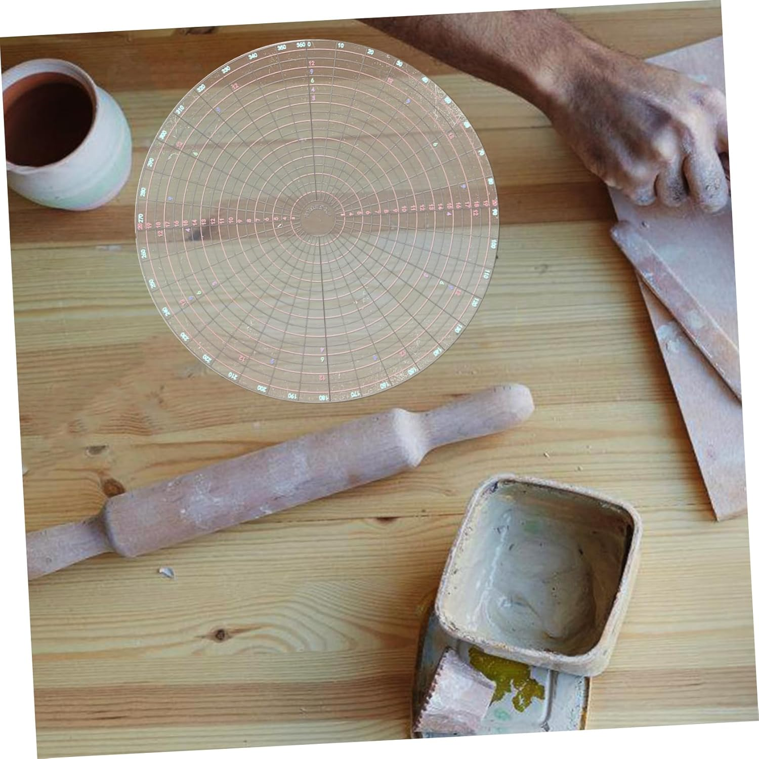 Hohopeti Ceramic Painting Template Kit Pottery Clay Divider Tools Pottery Measuring Gauge Circle Maker for Diy Sculpture and Artistic Creations