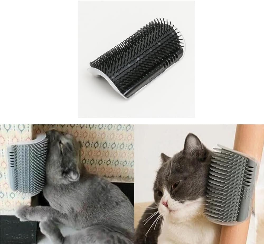 Changyeah Pack of 4 Soft Cat Brush, Massage Corner Cat Pet, Wall Corner Cat Brush, Cat Toy with Catnip, Massage Corner for Cats, for Massaging Fur Removal (Black) image number 2