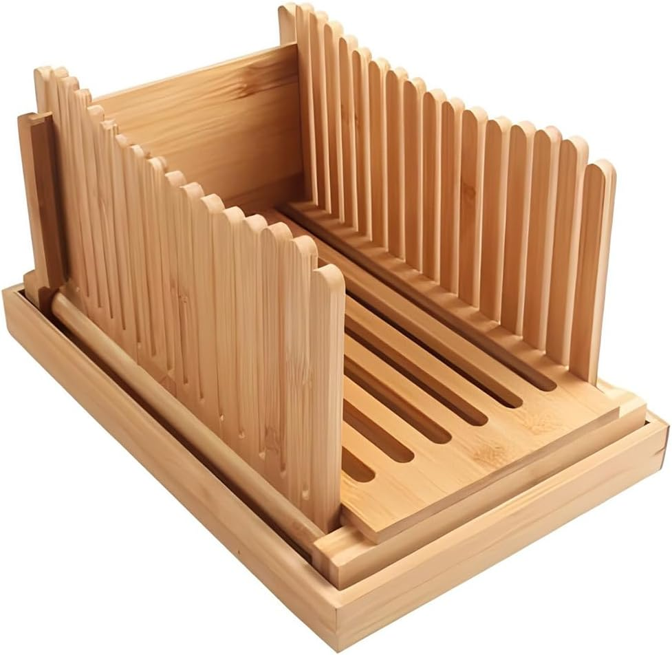 Wooden Bread Slicer, Toast Slice Container, Large Storage Bread Slicer, Folding Bread Cut Board,With Crumb Tray,Compact Cutting Supplies,For Homemade Bread, Bagels, Cakes image number 2