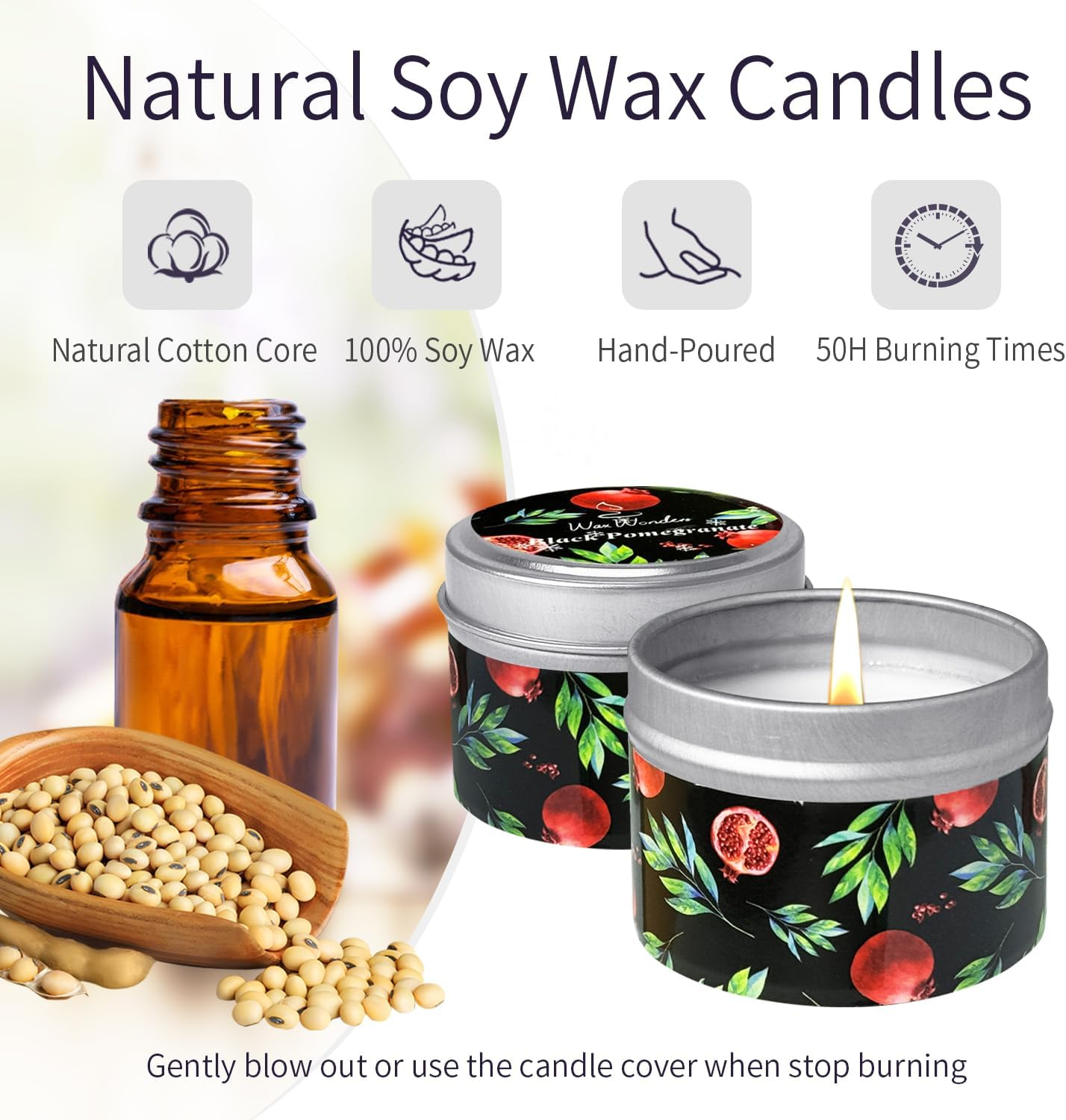 Wax Wonders Candles for Home Scented & 2 Bath Bombs Set - 7.05OZ Aromatherapy Candles Gifts for Women,Soy Wax,Bubble Spa,Ideal for Valentine, Birthday, Mother'S Day, Thanksgiving, Christmas Gifts image number 4
