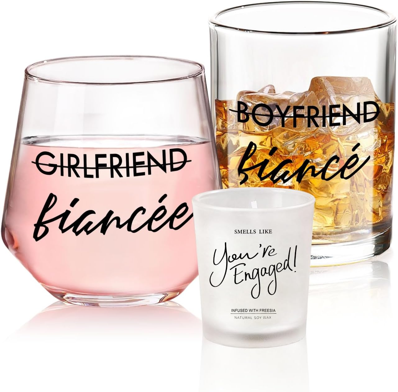 Engagement Gifts for Couples Her and Him Gifts for Newly Engaged Couples Fiancee Fiance Gifts Whiskey Wine Glasses Bride to Be Fiance Gifts for Women Engagement Party Decorations