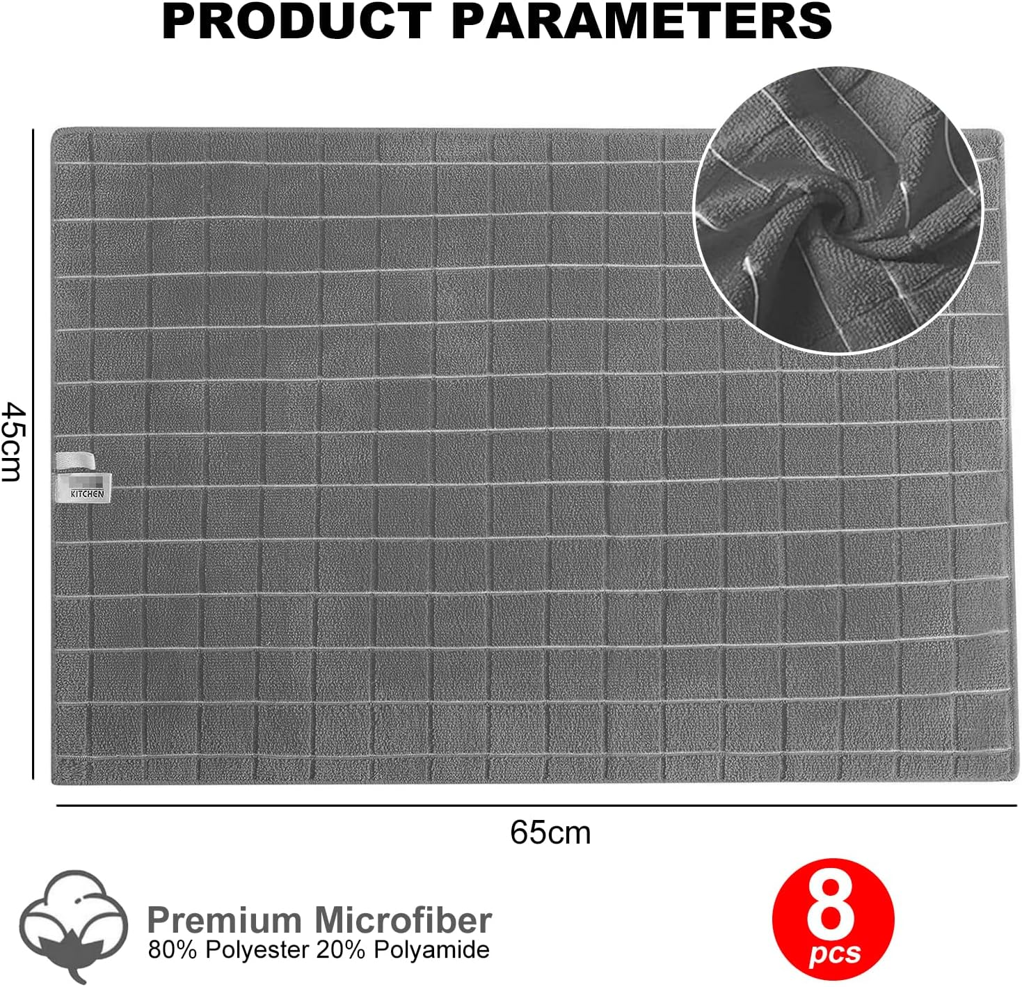 SHUNMAN Microfiber Cleaning Cloth,8 Pack 26 X 18 Inch All-Purpose Microfiber Towels, Ultra Premium Microfibre Kitchen Dish Tea Towel,Soft, Super Absorbent and Lint Free