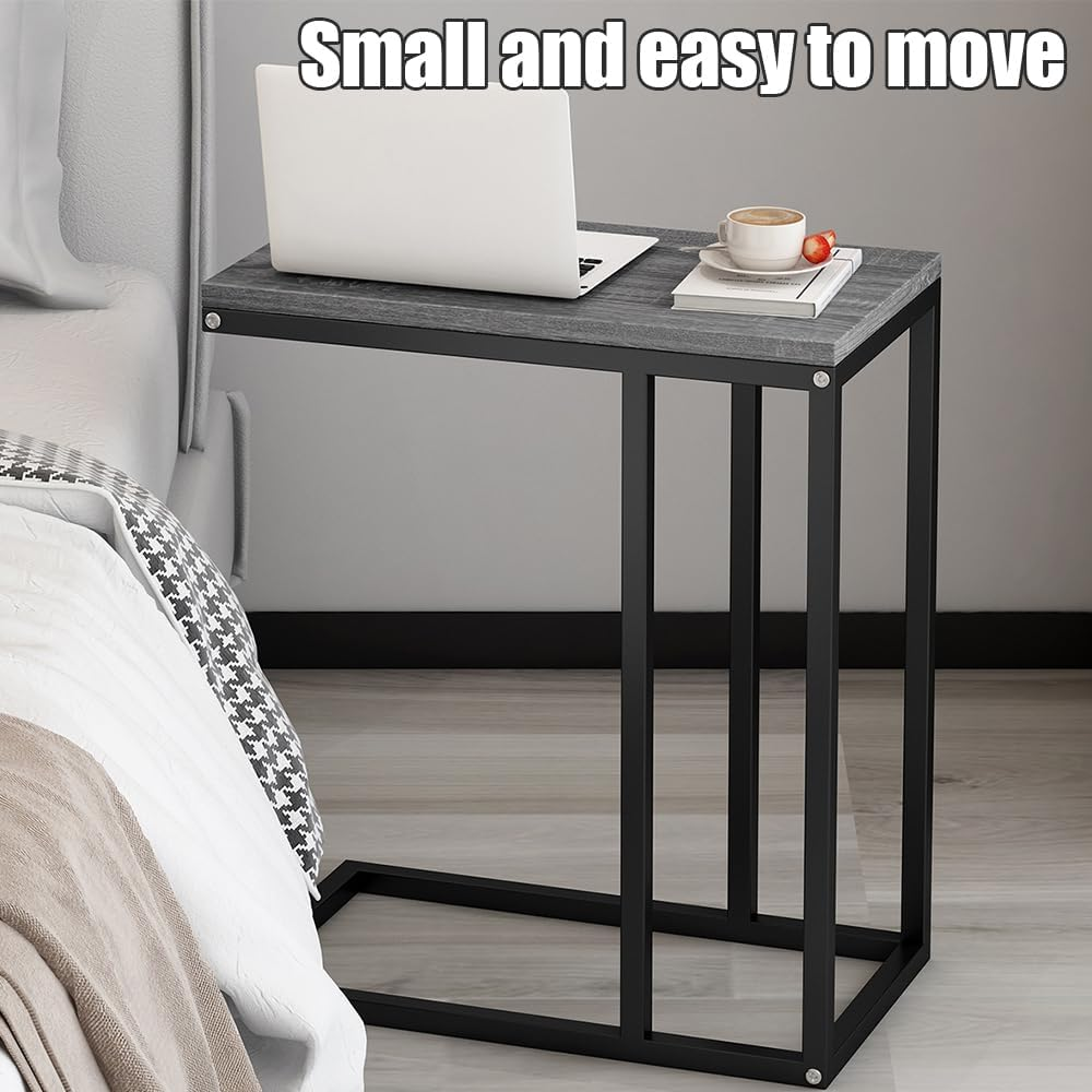 C-Shaped Side Table, Coffee Table with Metal Frame, Easy to Assemble, Removable Minimalist Side Table, for Living Room, Bedroom, Balcony 45X25.5X63Cm image number 4