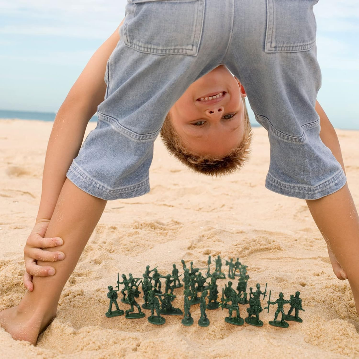 HAPTIME 100 Pcs Various Pose Toy Soldiers Figures, Army Men Green Action Figures for Kids Children image number 1