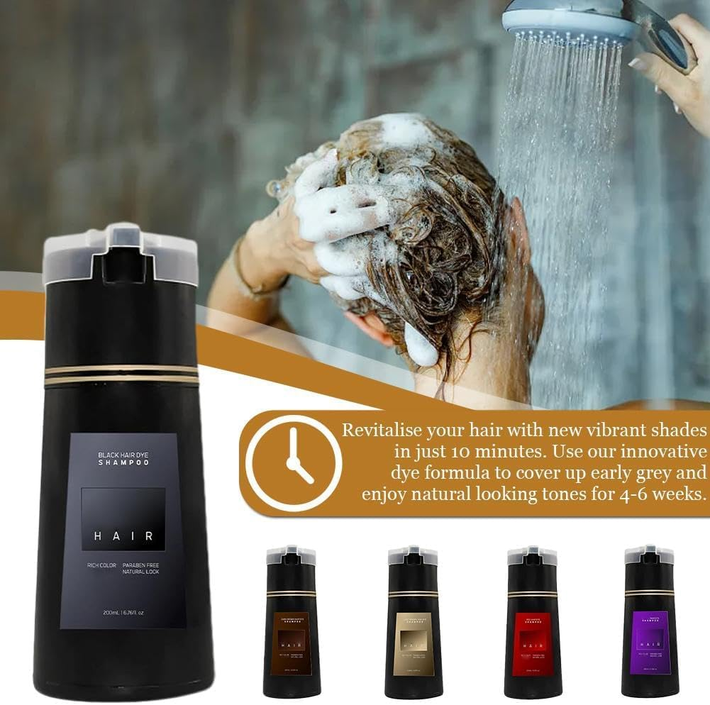Polar-Hair Dye Shampoo, Natural Instant Dye Shampoo, Novahair Color Restoring Shampoo, Hair Color Shampoo for Gray Hair Coverage and Beard, Quick, Easy, Long Lasting, Safe (Dark Brown) - Black image number 6