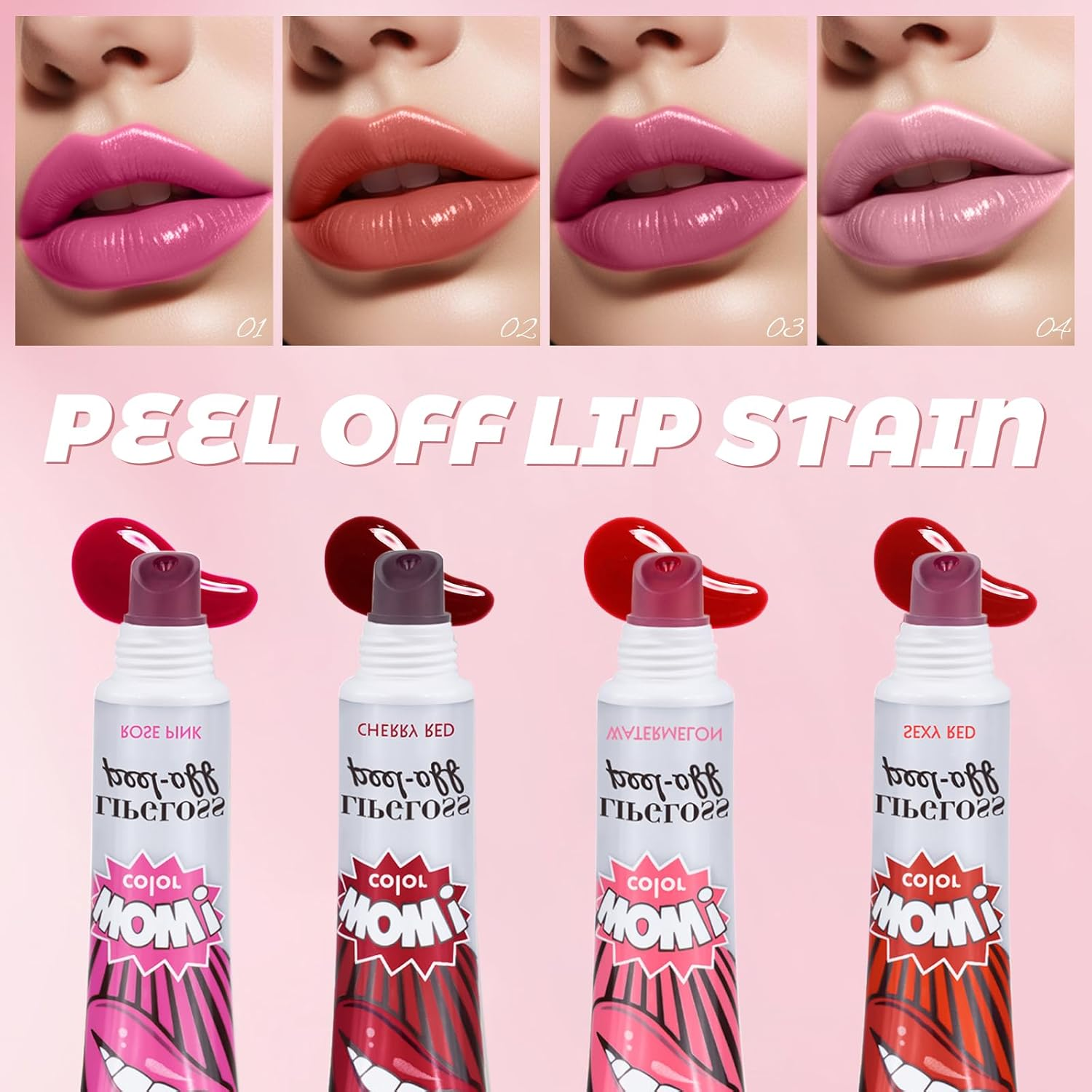 DAGEDA 2 Colors Peel off Lip Stain, Matte Finish Tattoo Lip Gloss, Lip Stain Peel Off, Lip Tint Transfer Proof and Waterproof Tattoo Magic Color Lip Liner, Non Stick Color Peel off Lip Mask(02+03)