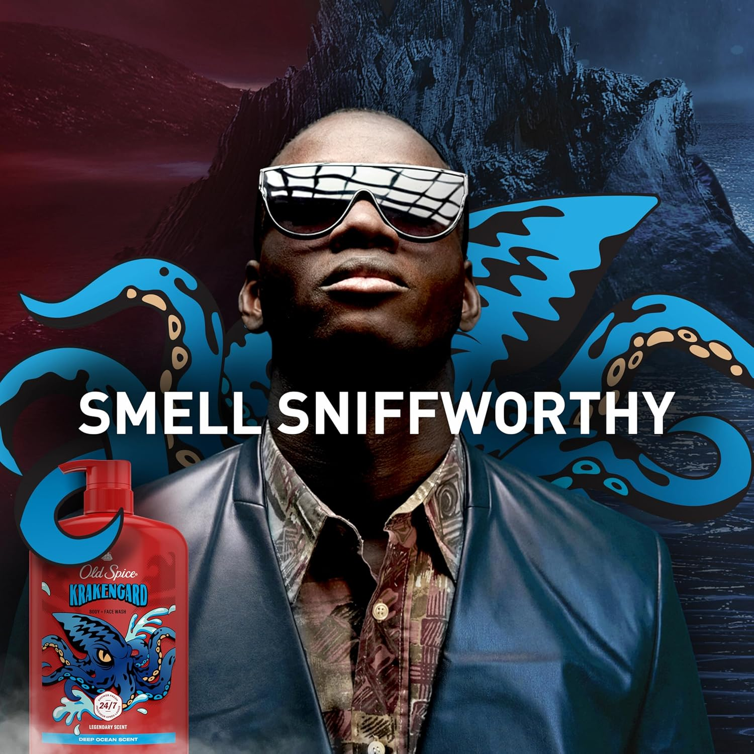 Old Spice Cleansing Body Wash for Men, 3X Defense, 24/7 Shower Fresh with Lasting Scent, 2-In-1 Body & Face Wash, Krakengard with Deep Ocean Scent, 33.4 (Pack of 4) image number 4