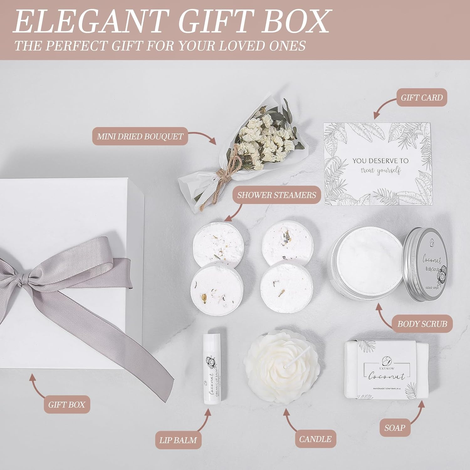 Spa Gifts for Women Bath and Body Gift Basket Mothers Day Gifts Coconut Lavender Home Spa Set Self Care Gift for Mom Sister Her Wife Birthday Gifts Spa Kit Care Package Thank You Gift image number 4