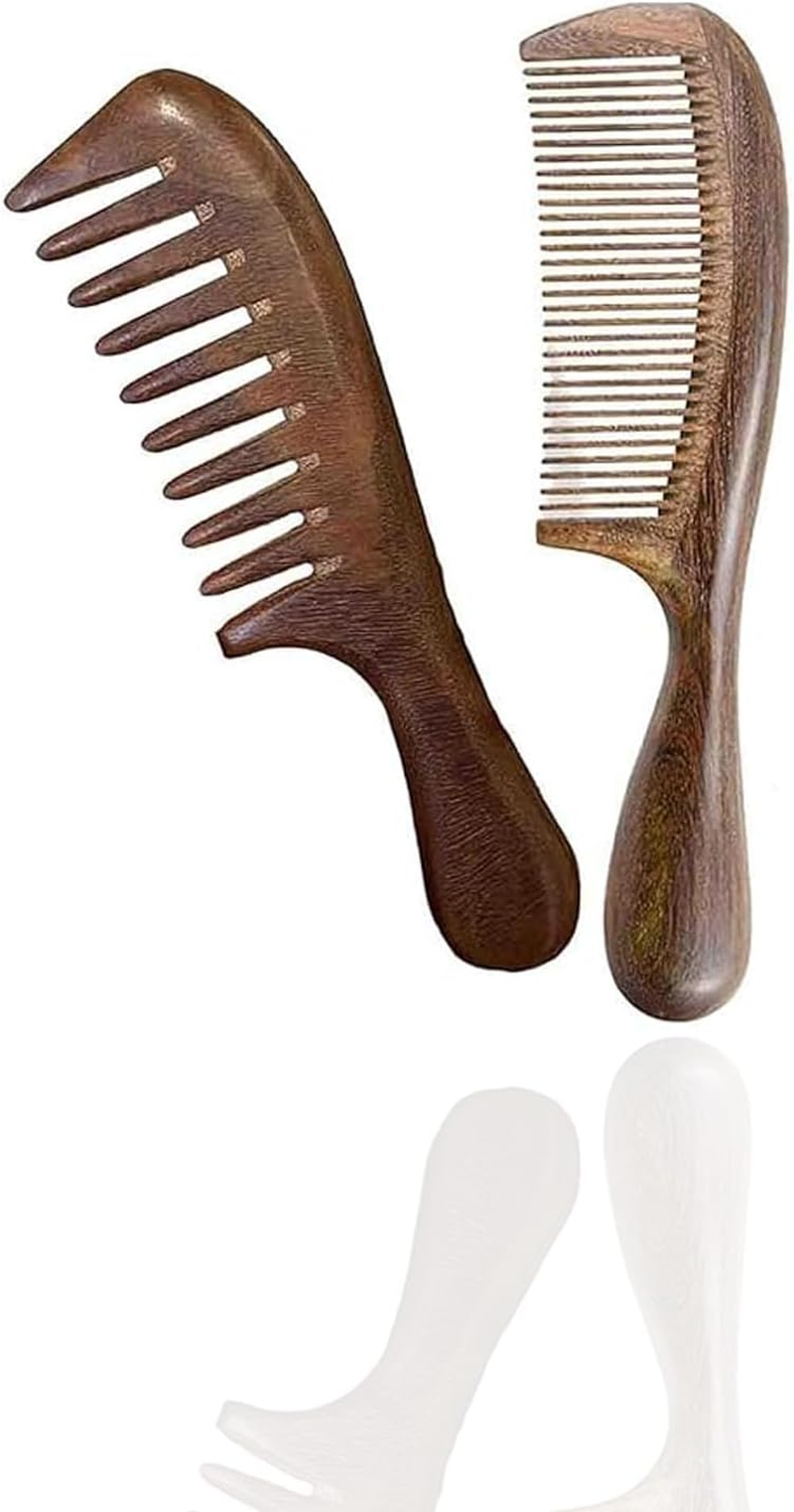 WEZCHUGHAOL Walnut Wood Hair Comb, Wide Tooth Design for Curly Hair, Natural Handmade image number 4