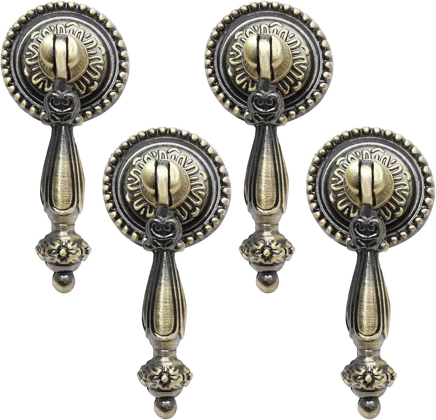 Chris.W 4 Pack Antique Bronze Cabinet Pull Handles &ndash; Vintage Tear Drop Drawer Knobs, Decorative Metal Pulls for Dresser, Cupboard, Closet, Furniture(Screws Included) image number 1