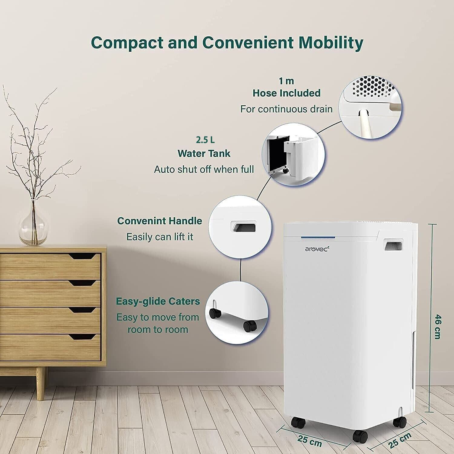 AROVEC 16L Smart Dehumidifier with Air Purifier Washable Preliminary Filter, True HEPA & Activated Carbon Filter, 2500Ml Water Tank, Large Dehumidification Capacity Covers up to 50M2, 2-Yr Warranty image number 4