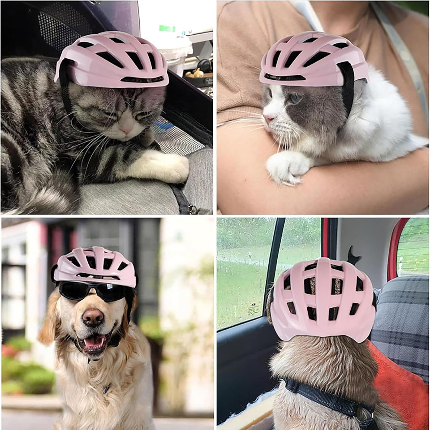 UOSIA Dog Helmet Pet Hat for Cats Dog Motorcycle/Bike Helmet Outdoor Riding Puppy Cap Adjustable Pet Helmets for Small Medium Large Dogs image number 2