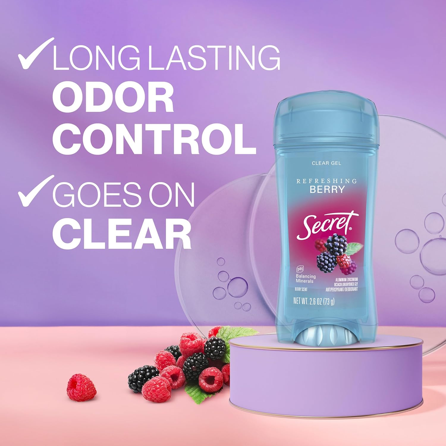 Secret Fresh Antiperspirant and Deodorant Clear Gel, Boho Berry, 2.6 Oz(Pack of 6). image number 5