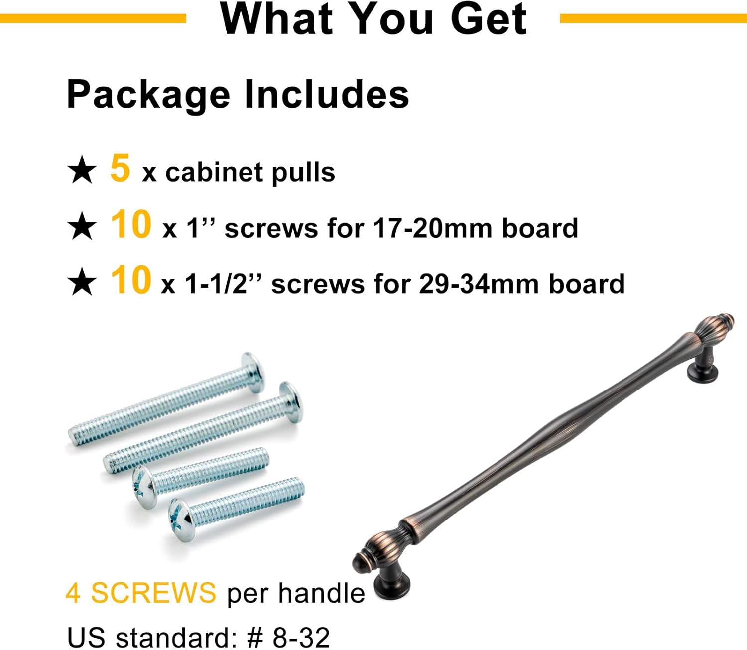 BEROSSA 5 Pack 7-1/2 Inch Oil Rubbed Bronze Cabinet Pulls Brushed Bronze Cabinet Handles Bronze Hardware for Kitchen Cabinets 2510 Drawer Dresser Cupboard Bedroom Bathroom image number 2