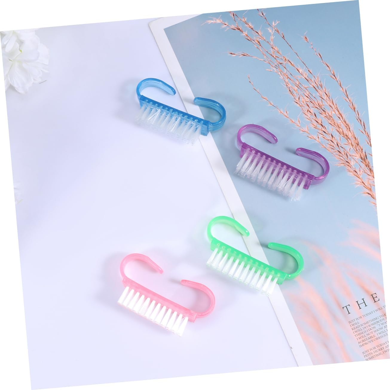 HAPINARY 8Pcs Nail Tool Plastic Handle Dust Cleaning Brushes Cleat Shape Manicure Tools for Women image number 5