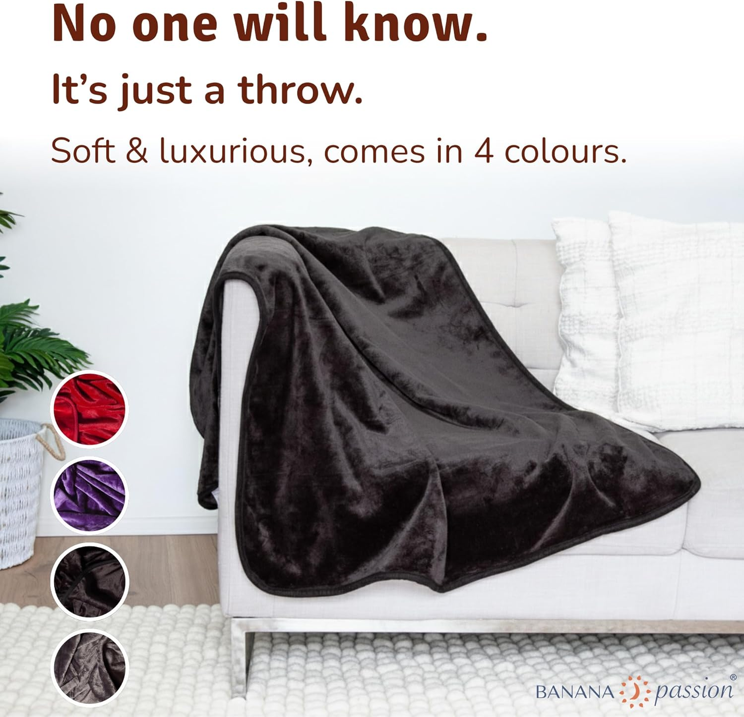 Velvety Waterproof BLACK Bed Blanket - XL 200 X 140 Cm - Reversible Fleece Throw, Absorbent Leak-Proof Mattress Protector for Queen or Double Bed image number 4
