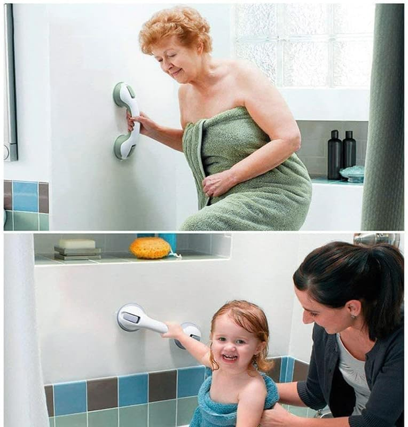 Bathroom Non-Slip Suction Grab Handle Safety Support Hand Rail, Adjustable Height, Easy Installation, Supports up to 350Lbs, 11.8"X3.54"X3.15" - Green image number 7