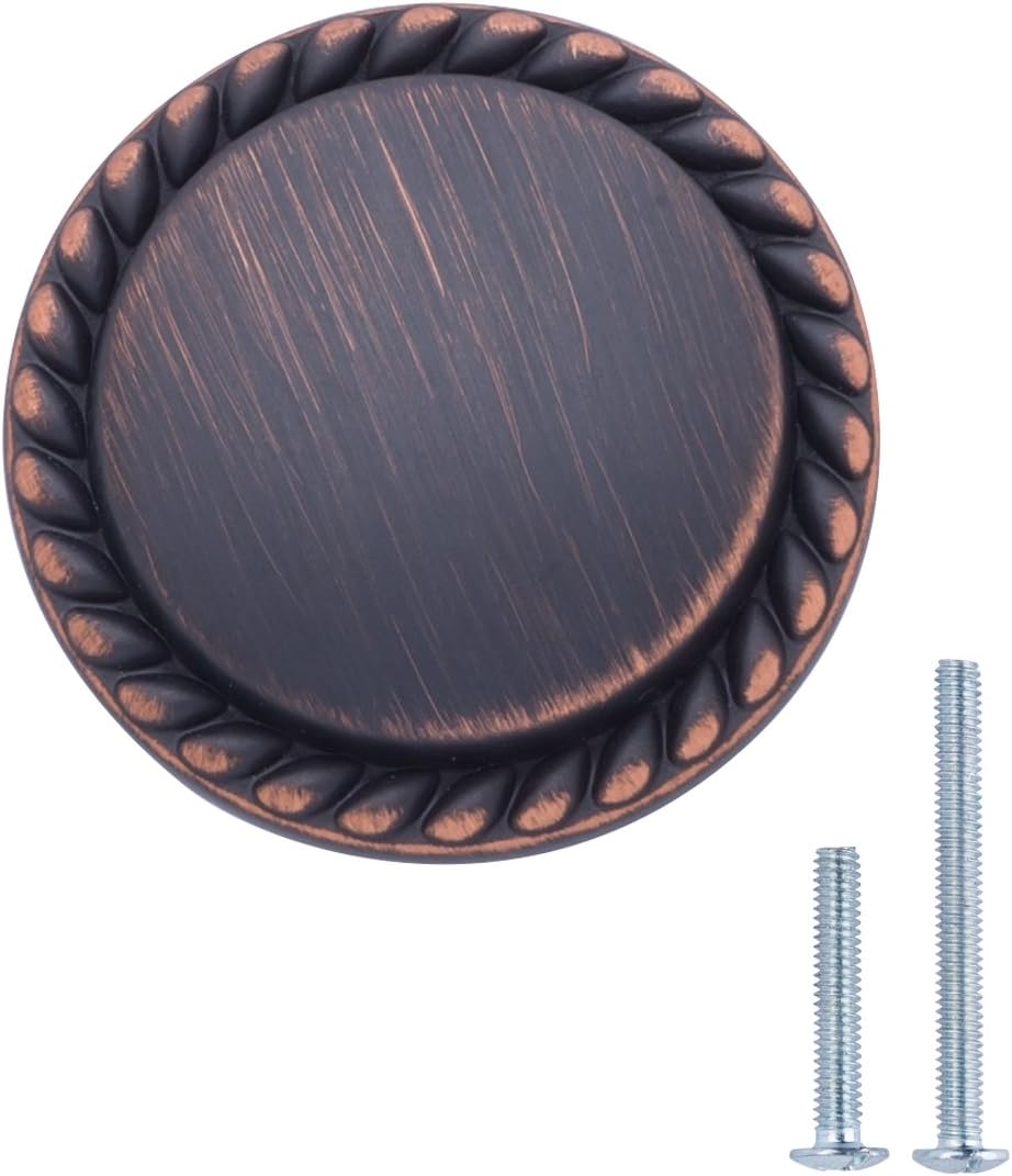 Amazon Basics round Braided Cabinet Knob, 1.25-Inch Diameter, Oil Rubbed Bronze, 25-Pack