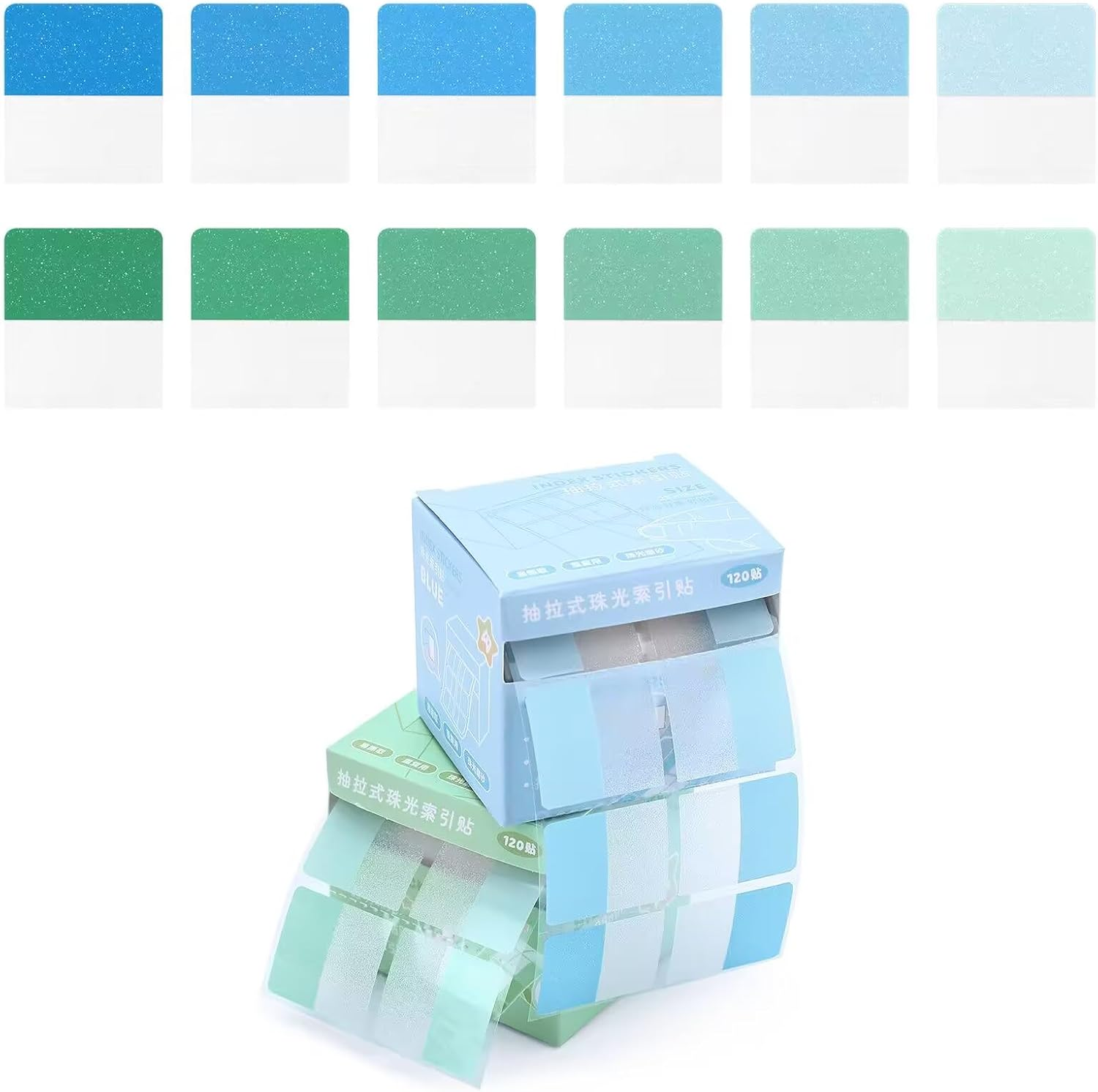 BAYTORY 240 Sheets Transparent Sticky Note, 11 X 9.8 Inch Pop-Out Book Annotating Tabs Glitter Roll Tape with Pull Out Dispenser Boxes, Memo Pads Sticker Label for Noting Writing (Pink & Colored)