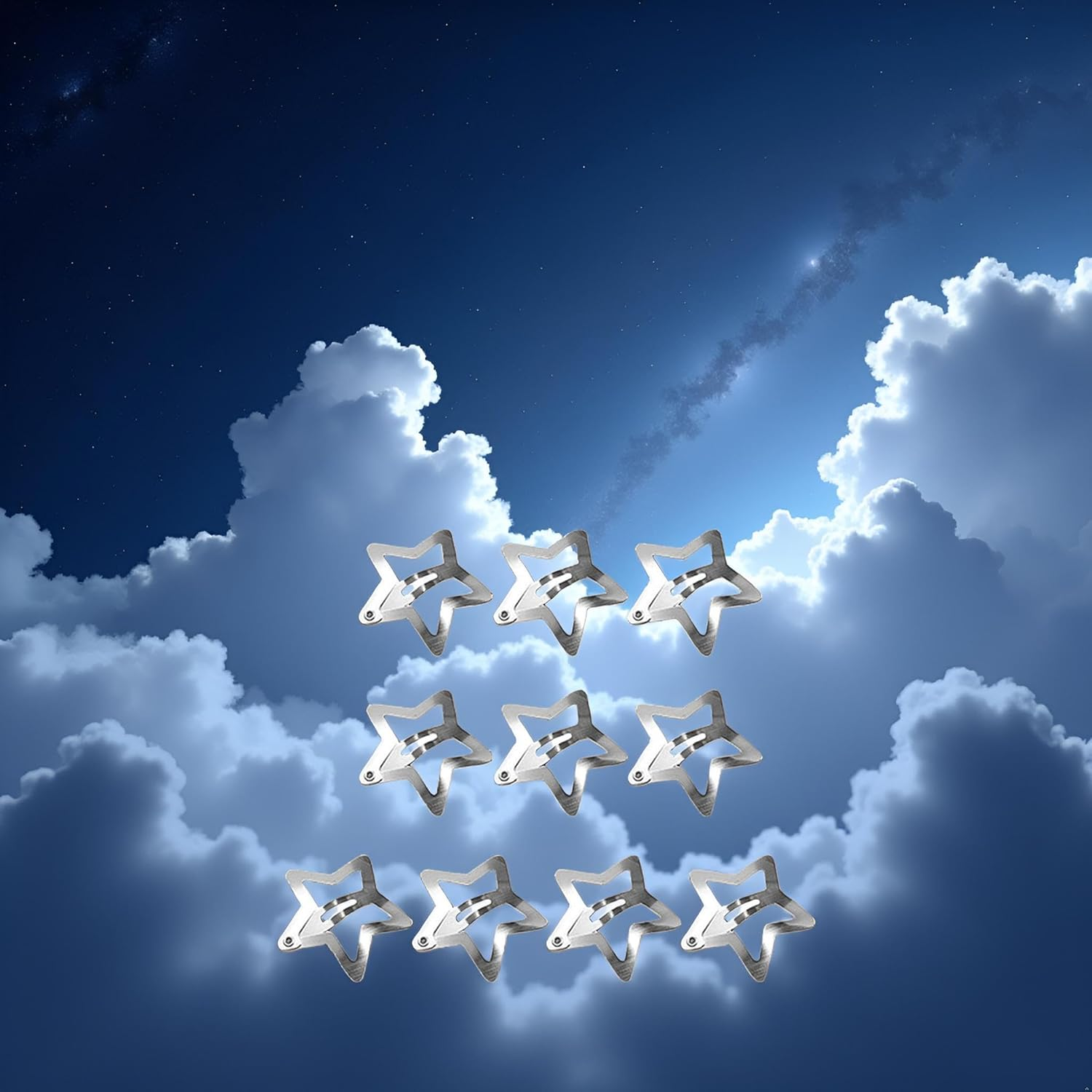 10Pcs Silver Star Hair Clips, Cute Star Hair, Clips Snap Clip Mini Simple Metal Women Headdress Hair Jewellery Hair Accessories image number 3