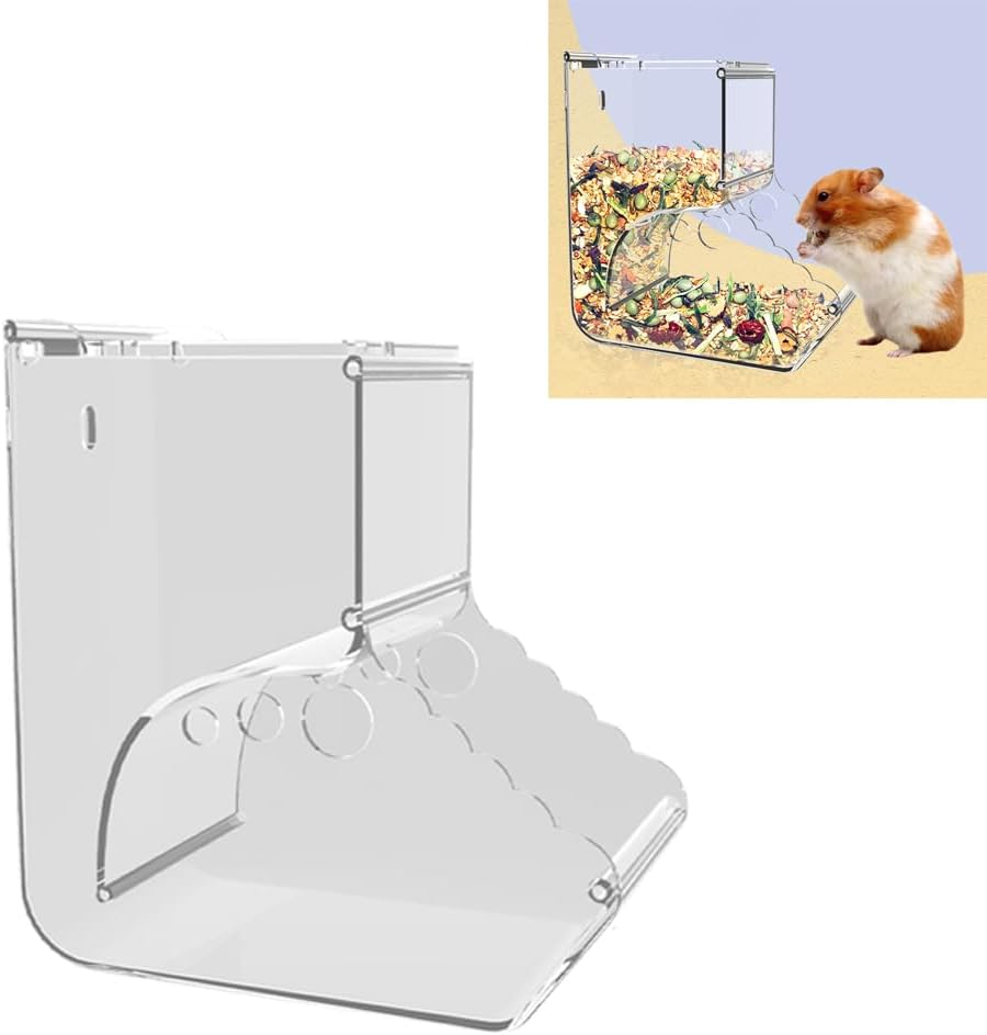Hamster Food Dispenser with Baffle Design, Large Transparent Capacity, Durable Automatic Small Animal Feeder for Hamsters, Guinea Pigs, Bunnies and Other Small Pets image number 1