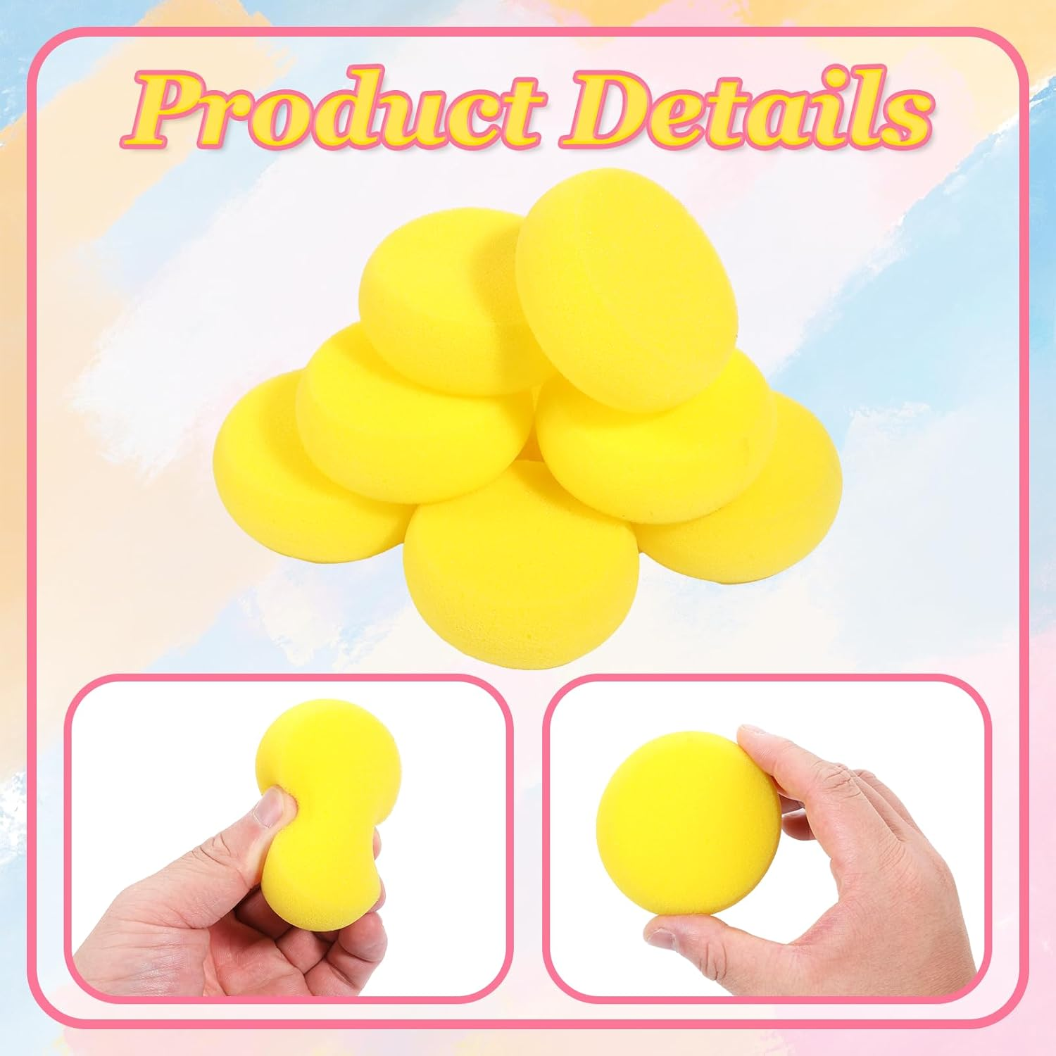 Paint Sponge, 12 Pcs Yellow round Painting Sponges 3 Inch Artist Pottery Sponge Applicator Watercolor Sponges for Face Painting Pottery Art Crafts Ceramics image number 4