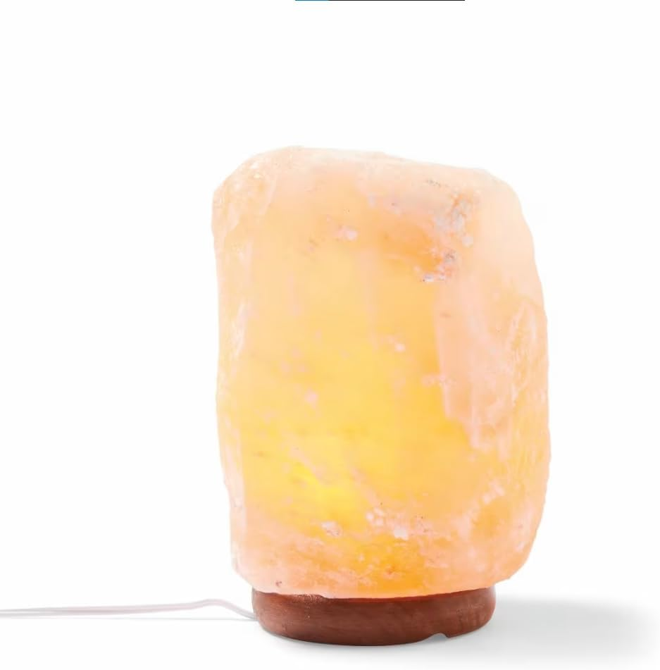 Himalayan Salt Lamp with Wooden Base &ndash; 18.5Cm Tall, 2.1Kg Natural Crystal Rock Lamp for Bedroom or Living Room &ndash; Indoor Decorative Light with Power Cord &ndash; Soothing Warm Glow image number 2