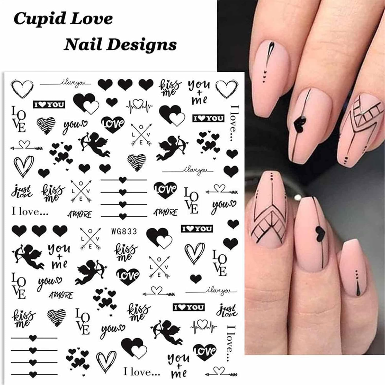 Stickers Decals, 3D Self Adhesive Nails, 6 Pieces Valentines Day & Decals, Manicure Accessories for Women Girls, Nails Decorations Supplier, Easy to Use image number 5