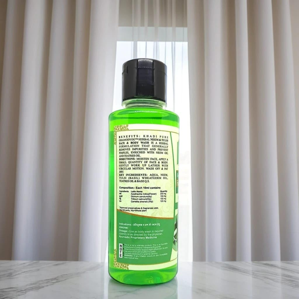 Khadi Pure Neem Tulsi & Sandal Turmeric Body Wash, 210 Ml (Pack of 2) image number 5