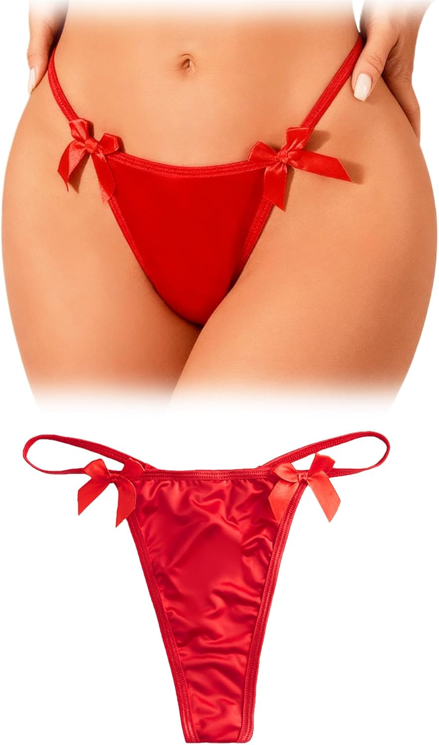 Women Sexy G-String Thongs Panties Bow T-Back Tanga V-Waist Briefs Chain Low Rise Seamless Underwear