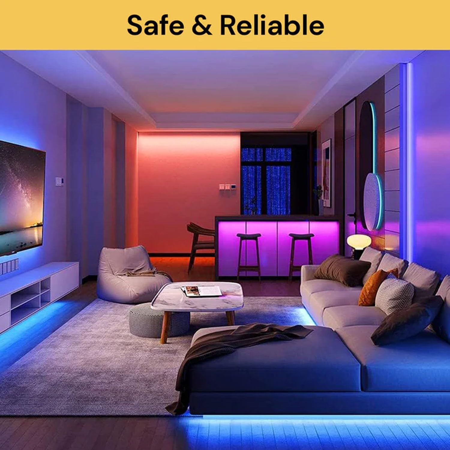 EZONEDEAL 2Pcs 5M LED Strip Lights RGBWW with Wireless Remote and Adapter for Bedroom Ambient Lighting Kitchen Cabinets image number 1