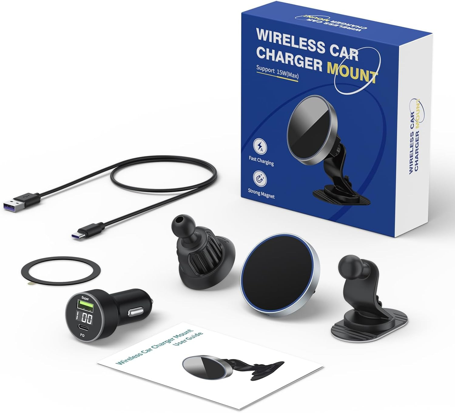 Leonids Wireless Car Charger for Iphone 16 15 14 13 Pro Max, 15W Magnetic Wireless Fast Charging with Air Vent Mount & Dashboard Mount & Car Charger Adapter for Magsafe Car Mount Charger image number 2