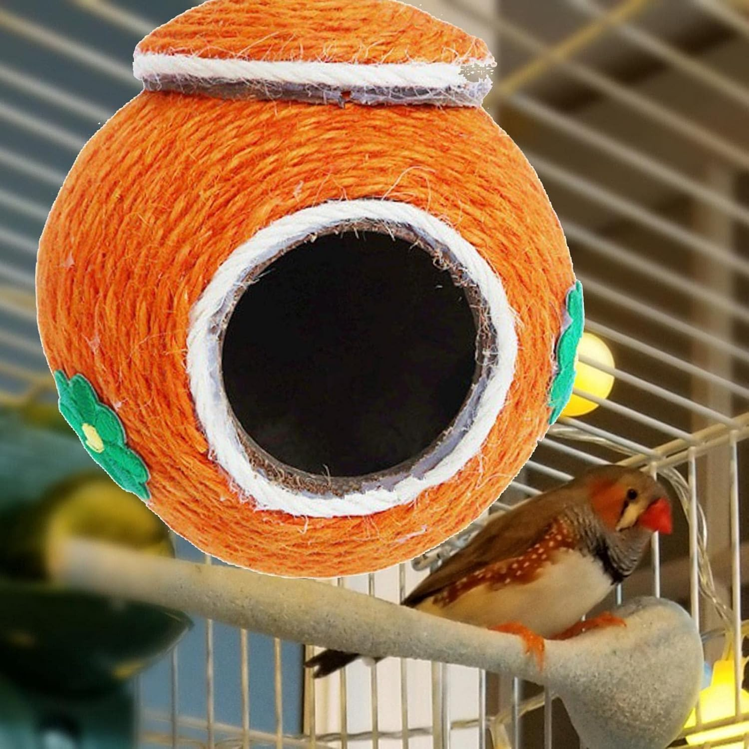 Bird House Handwoven Anti-Bite Bird Nest House Bed Breeding Nesting House for Bird Parrot Budgie Parakeet Lovebird Canary Finch image number 3