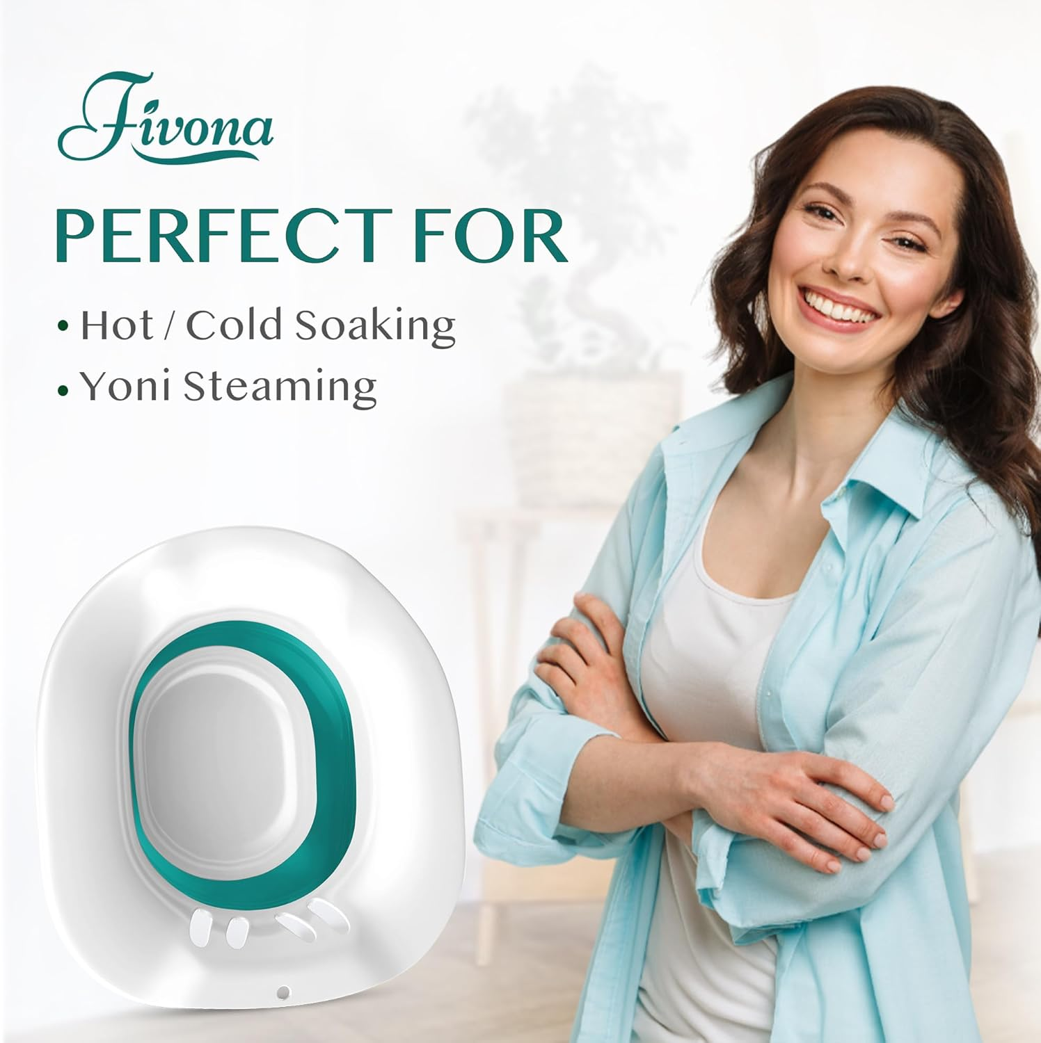 Fivona Expandable Sitz Bath Seat for Soak and Steam - Postpartum Essentials Care and Hemorrhoid Treatment - Unisex and Universal Fit over the Toilet Yoni Steaming Bowl - At-Home Soothing Relief Device