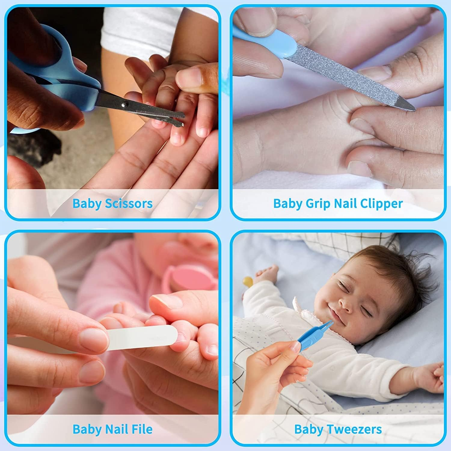 Baby Healthcare and Grooming Kit, 20 in 1 Baby Safety Set Newborn Nursery Health Care Set with Hair Brush Scale Nail Clippers for Baby Girls Boys (Blue 20 in 1) image number 6