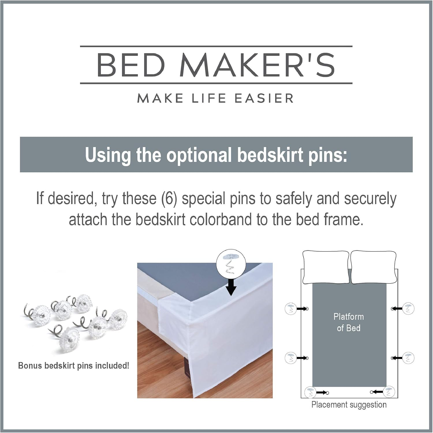 Bed Maker'S Adjustable Bed Wrap-Around 15" Tailored Bedskirt, King image number 2